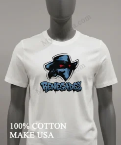 Renegades Masked Character Logo With Blue Graffiti Style funny america t-shirts