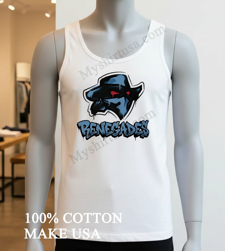 Renegades Masked Character Logo With Blue Graffiti Style funny america t-shirts - white-t-shirt Renegades Masked Character Logo With Blue Graffiti Style Shirt White T Shirt 2