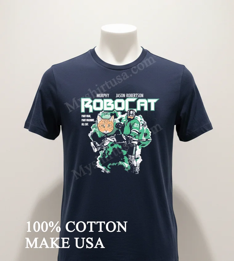Robocat Jason Robertson Murphy Dallas Hockey Parody Shirt Navy Shirt 1