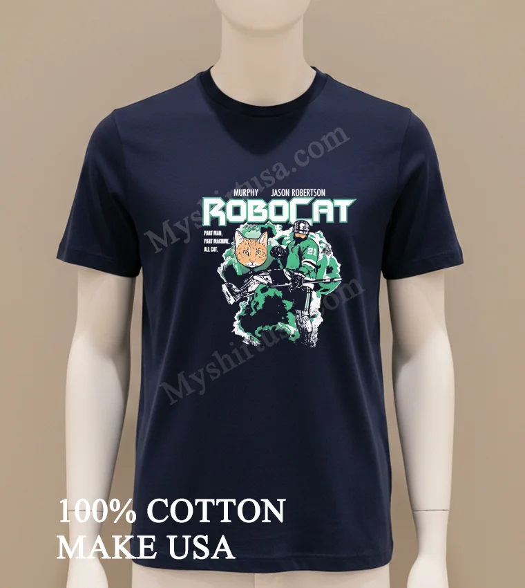 Robocat Jason Robertson Murphy Dallas Hockey Parody Shirt Navy Shirt