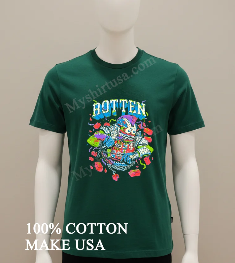 Rotten Monster Playing Football Punk Rock Grunge Style Shirt Green Shirt