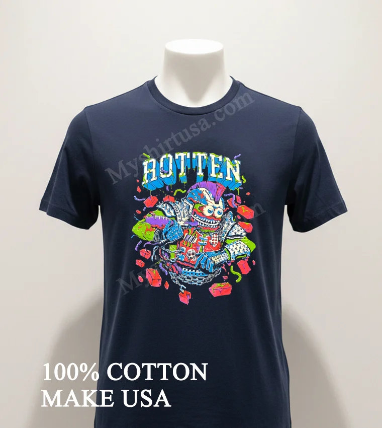 Rotten Monster Playing Football Punk Rock Grunge Style Shirt Navy Shirt 1