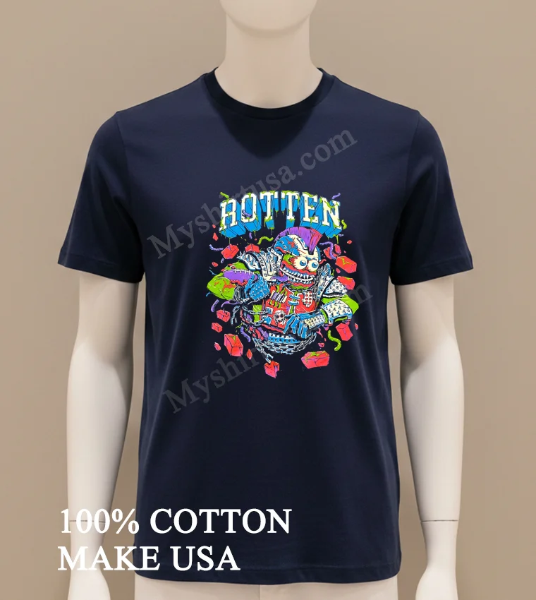Rotten Monster Playing Football Punk Rock Grunge Style Shirt Navy Shirt