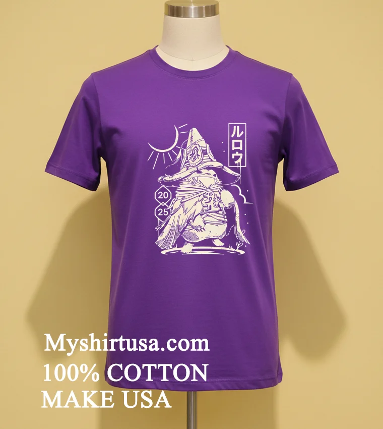Rurouni Style Rabbit Samurai With Moon And Sun Graphic Shirt Purple Shirt