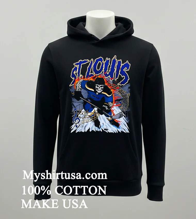 Saint Louis Hockey Skeleton Art Shirt - balck-shirt Saint Louis Hockey Skeleton Art Shirt Balck Shirt