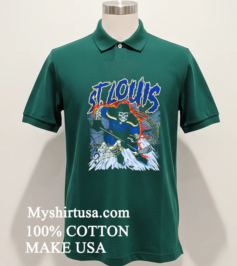 Saint Louis Hockey Skeleton Art Shirt - green-shirt Saint Louis Hockey Skeleton Art Shirt Green Shirt