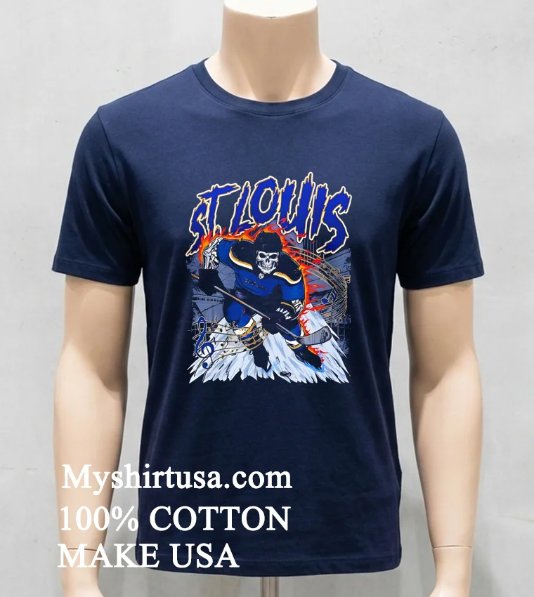 Saint Louis Hockey Skeleton Art Shirt Navy Shirt