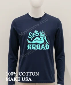 Salty Broad Mermaid With Fish Head Nautical Art funny america t-shirts