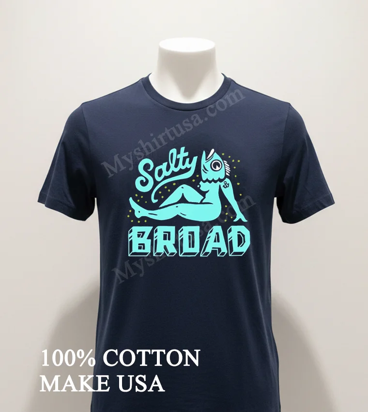 Salty Broad Mermaid With Fish Head Nautical Art Shirt Navy Shirt 1