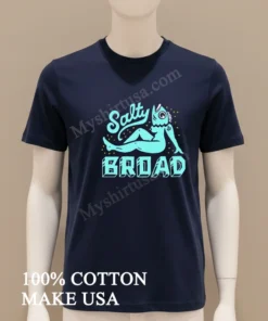 Salty Broad Mermaid With Fish Head Nautical Art funny america t-shirts