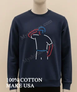 Saluting Baseball Player Outline Minimalist Graphic funny america t-shirts