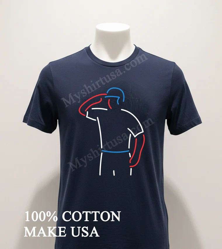Saluting Baseball Player Outline Minimalist Graphic funny america t-shirts - navy-shirt Saluting Baseball Player Outline Minimalist Graphic Shirt Navy Shirt 1