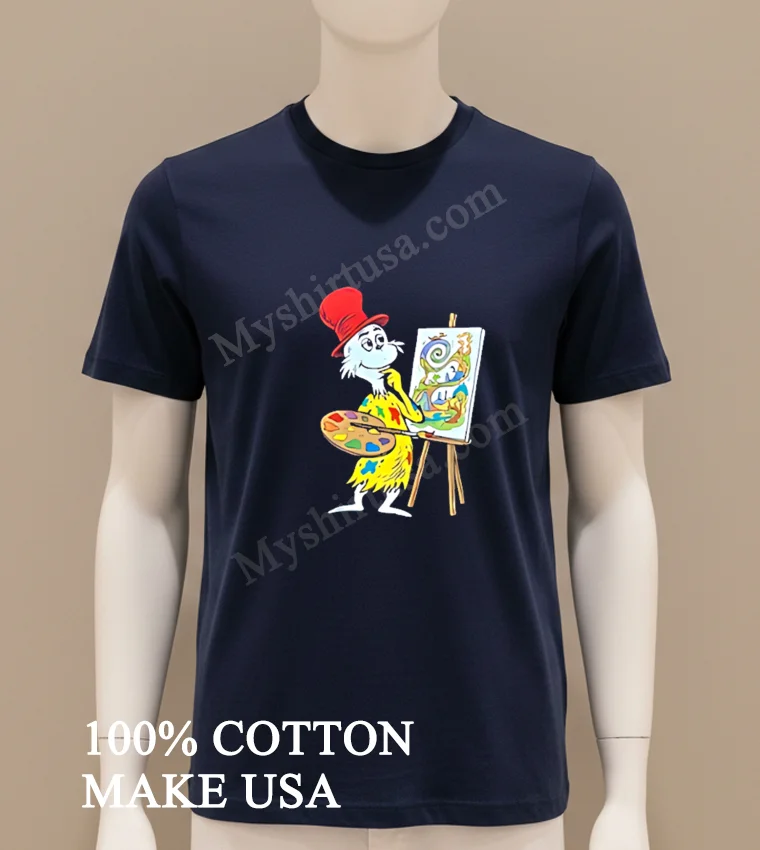 Sam I Am Red Hat Artist Palette Painting Easel funny america t-shirts - navy-shirt Sam I Am Red Hat Artist Palette Painting Easel Shirt Navy Shirt