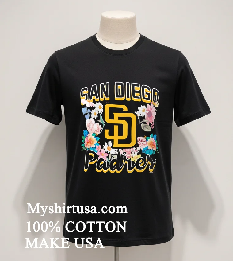 San Diego Padres Womens Flowers Shirt Balck Shirt