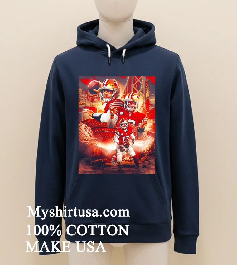 San Francisco 49ers Brock Purdy Stranger 13 Things Poster Shirt Navy Shirt 1