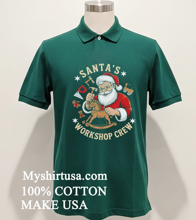 Santa’s Workshop Crew Holiday Shirt - green-shirt Santas Workshop Crew Holiday Shirt Green Shirt