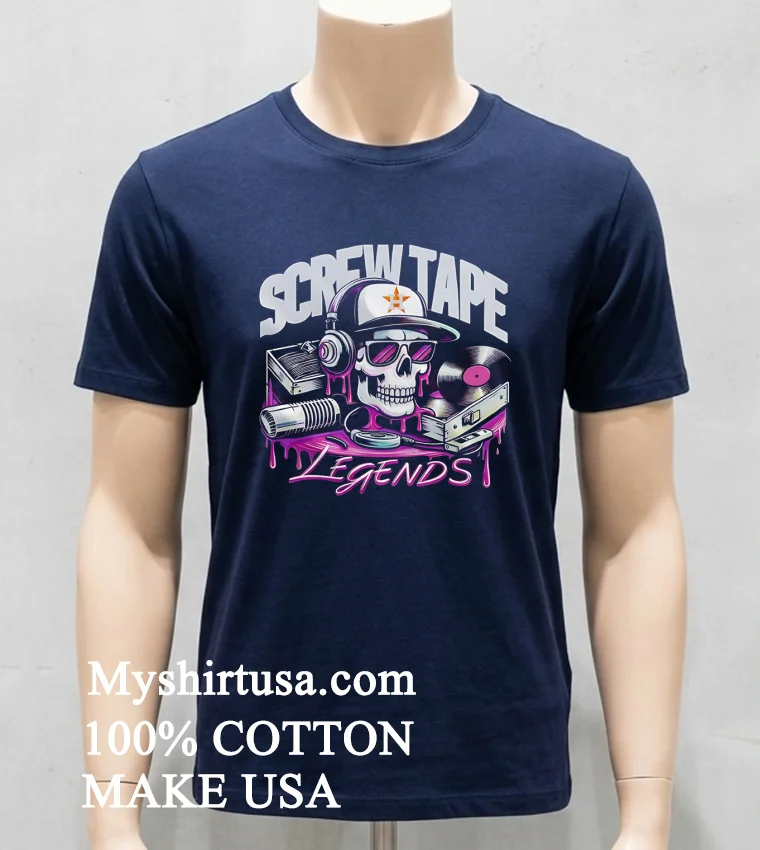 Screwtape Legends Skull Hip Hop Art Shirt Navy Shirt