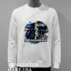Seahawks Eagle Head Lightning Bolt Helmet Split Graphic Shirt White T Shirt 3