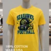 Seahawks Football Eagle Head Helmet And Ball Blue Green Glitter Shirt Yellow T Shirt