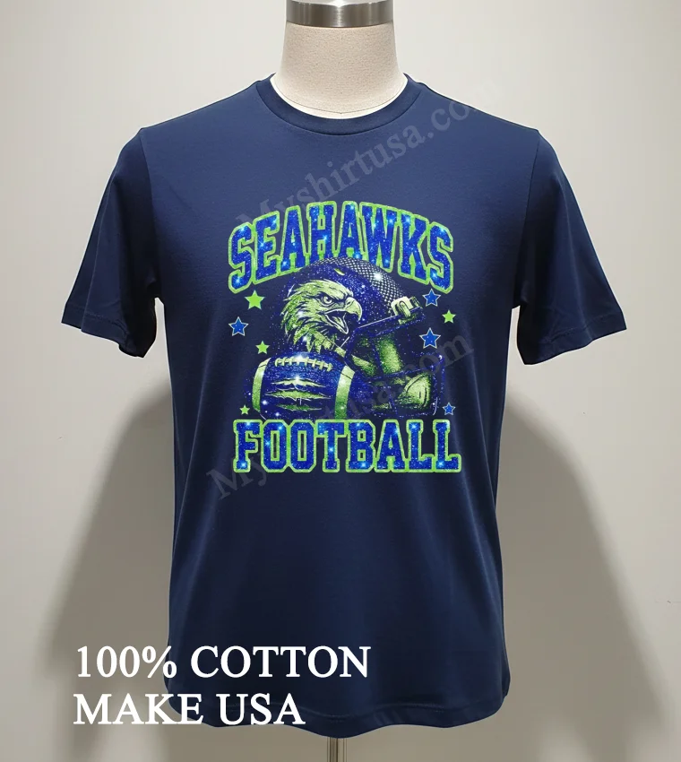 Seahawks Football Galaxy Sparkling Helmet Eagle Graphic Stars Shirt Navy Shirt 2