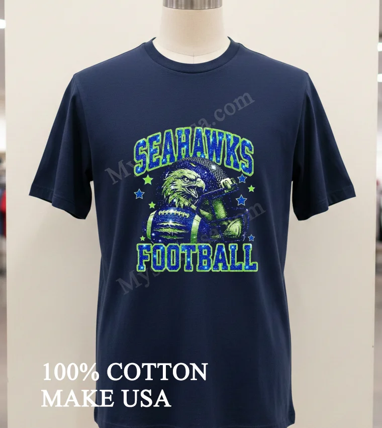 Seahawks Football Galaxy Sparkling Helmet Eagle Graphic Stars Shirt - navy-shirt Seahawks Football Galaxy Sparkling Helmet Eagle Graphic Stars Shirt Navy Shirt