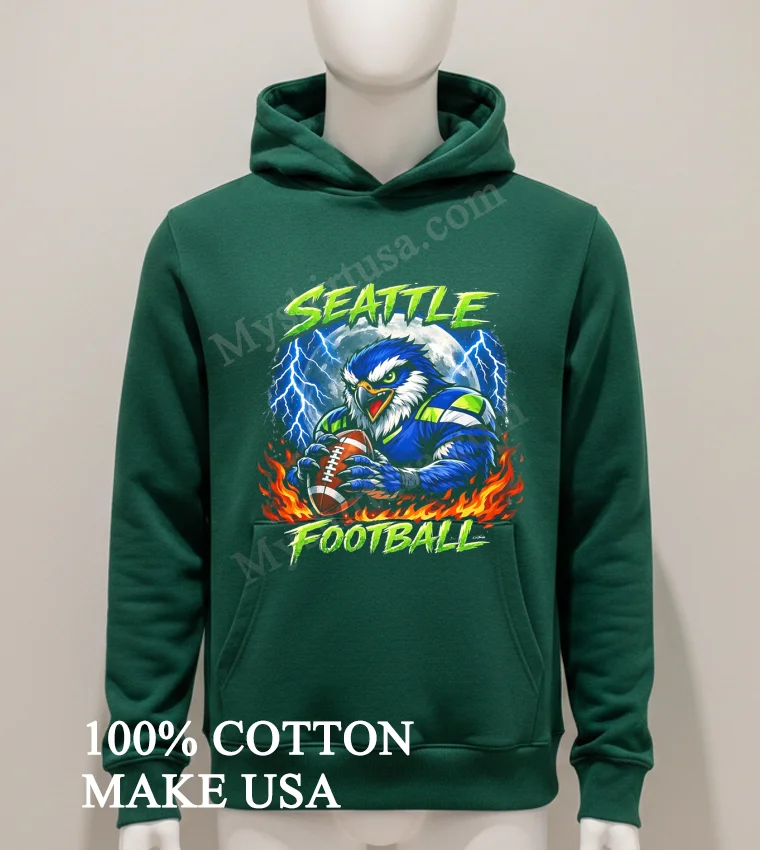 Seattle Football Fierce Eagle Full Moon Lightning Fire Shirt - hoodie-shirt Seattle Football Fierce Eagle Full Moon Lightning Fire Shirt Hoodie Shirt