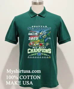 Seattle Seahawks 2025 Nfc West Champions Mascot Sweep The Floor Shirt