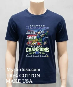Seattle Seahawks 2025 Nfc West Champions Mascot Sweep The Floor Shirt