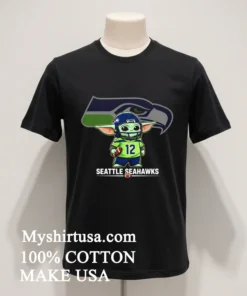 Seattle Seahawks Baby Yoda Cute Football Crossover Shirt