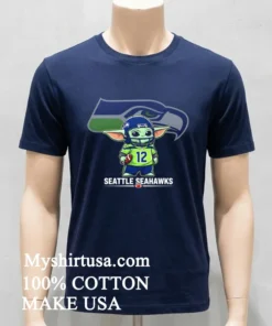Seattle Seahawks Baby Yoda Cute Football Crossover Shirt