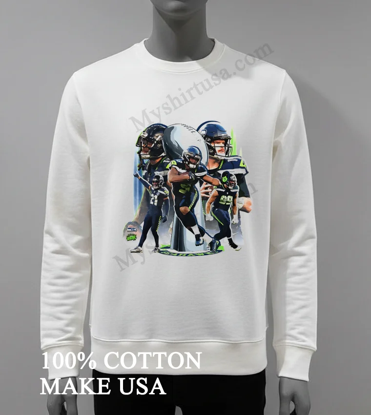 Seattle Seahawks Football Players Sports Graphic Design Shirt White T Shirt 4