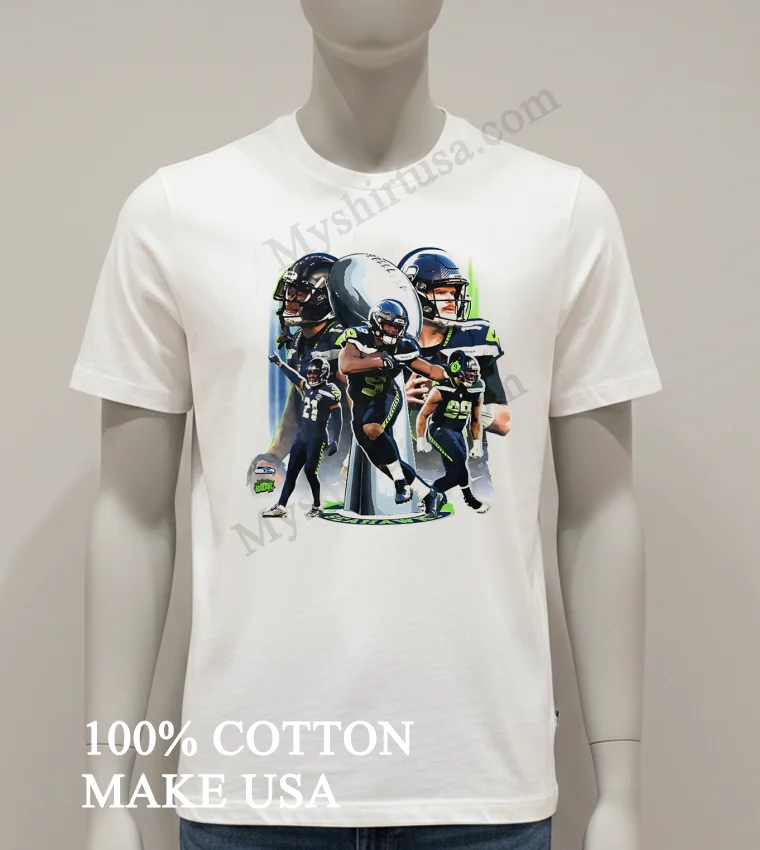 Seattle Seahawks Football Players Sports Graphic Design Shirt White T Shirt