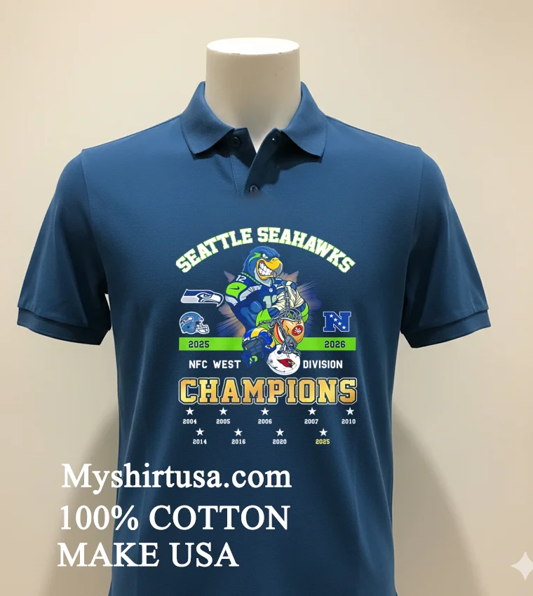 Seattle Seahawks Nfc West Champions 2025 Mascot Strong Shirt Navy Shirt 1