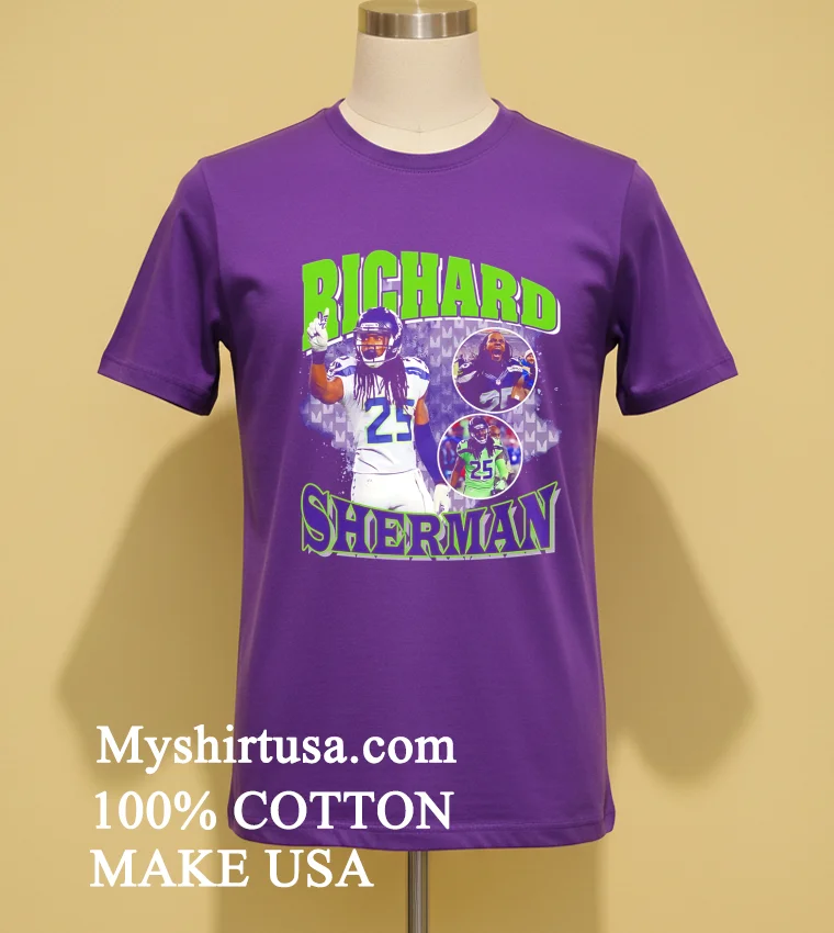 Seattle Seahawks Richard Sherman Throwback Style Graphic Shirt - purple-shirt Seattle Seahawks Richard Sherman Throwback Style Graphic Shirt Purple Shirt