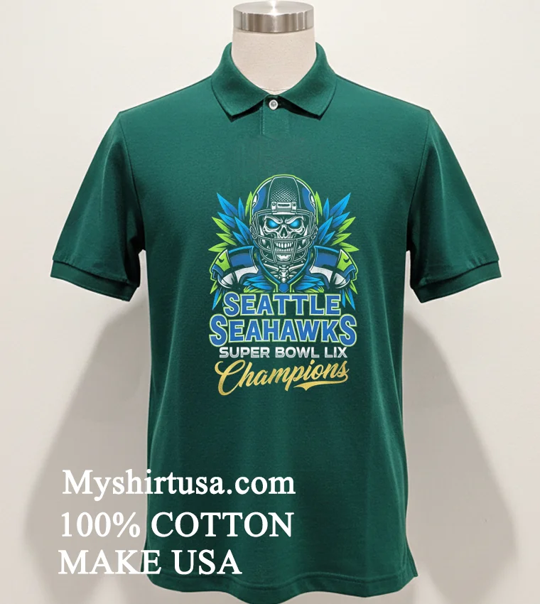 Seattle Seahawks Super Bowl Lix Champions Skeleton Shirt Green Shirt