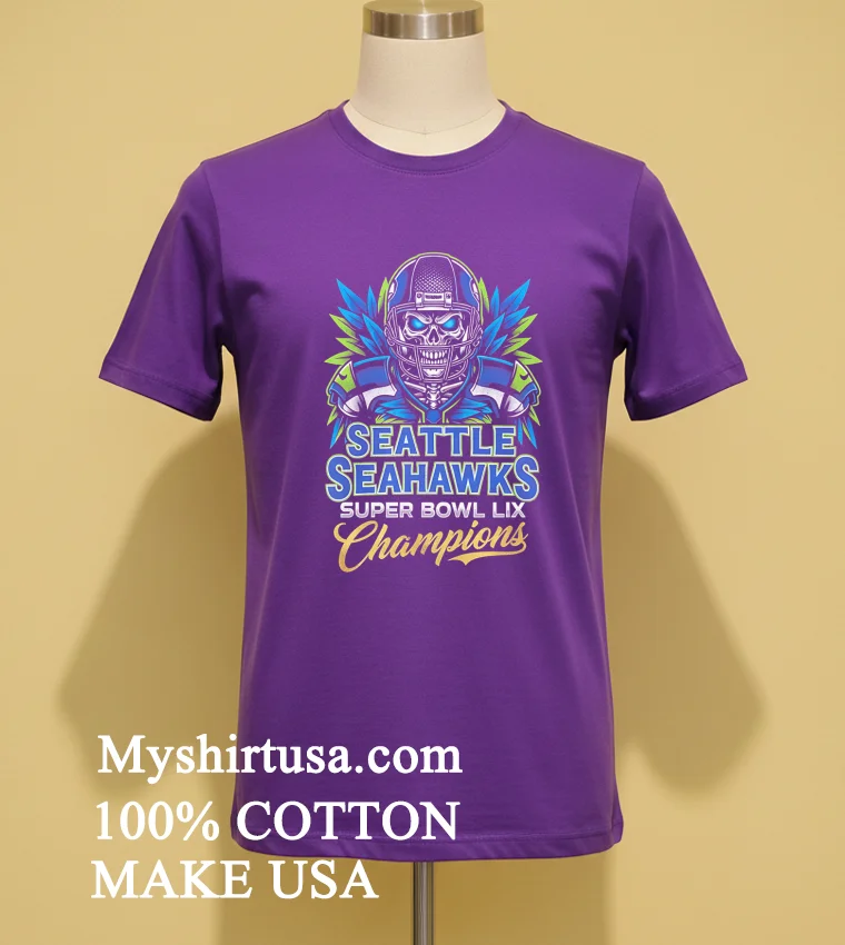 Seattle Seahawks Super Bowl Lix Champions Skeleton Shirt Purple Shirt