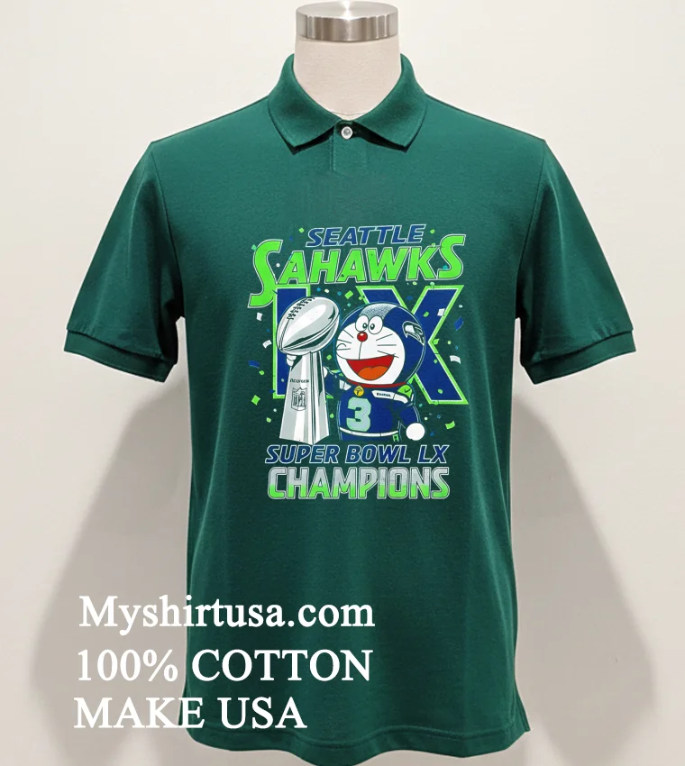 Seattle Seahawks Super Bowl Lx Champions Doremon Shirt Green Shirt
