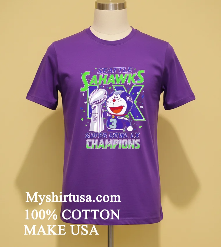 Seattle Seahawks Super Bowl Lx Champions Doremon Shirt Purple Shirt