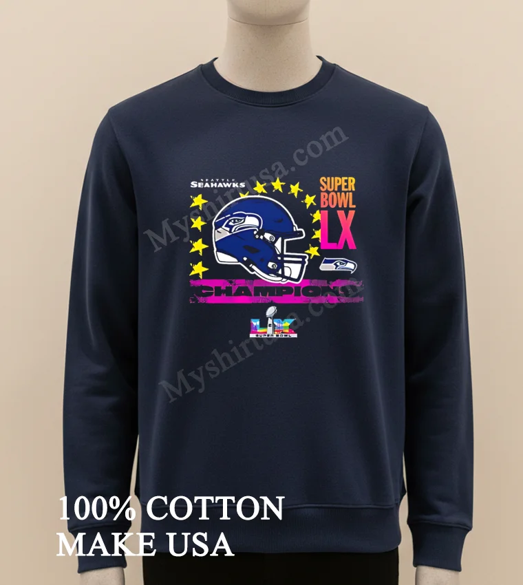 Seattle Seahawks Super Bowl Lx Champions Helmet Shirt Long Sleve Shirt