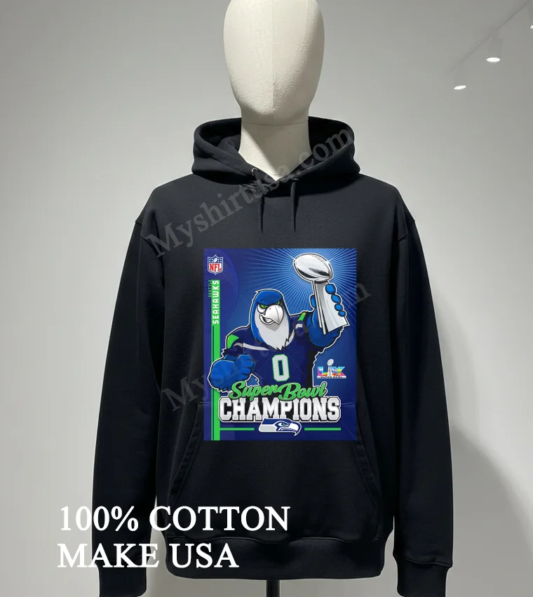 Seattle Seahawks Super Bowl Lx Champions Mascot Trophy Football Victory Shirt Hoodie Shirt