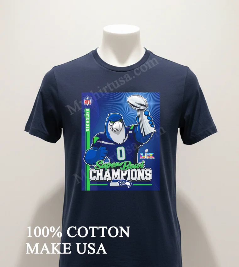 Seattle Seahawks Super Bowl Lx Champions Mascot Trophy Football Victory funny america t-shirts - navy-shirt Seattle Seahawks Super Bowl Lx Champions Mascot Trophy Football Victory Shirt Navy Shirt 1