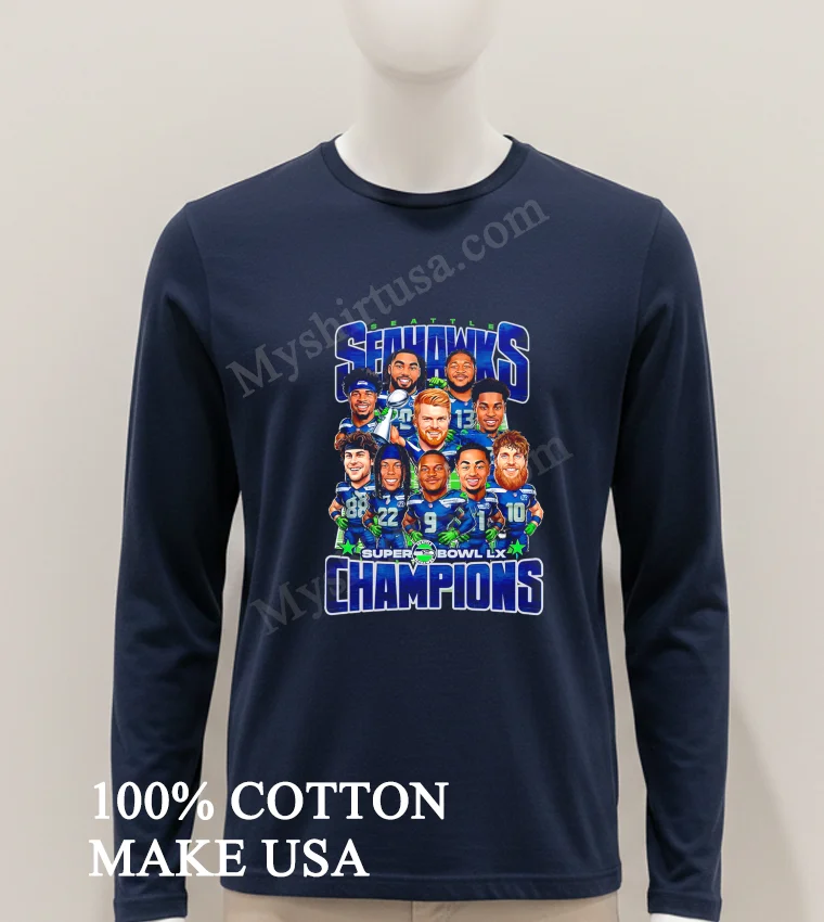 Seattle Seahawks Super Bowl Lx Champions Players Caricature Graphic Shirt Hoodie Shirt 1