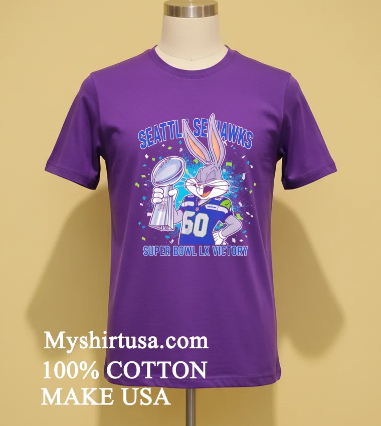 Seattle Seahawks Super Bowl Lx Victory Bugs Bunny Cartoon Style Shirt - purple-shirt Seattle Seahawks Super Bowl Lx Victory Bugs Bunny Cartoon Style Shirt Purple Shirt