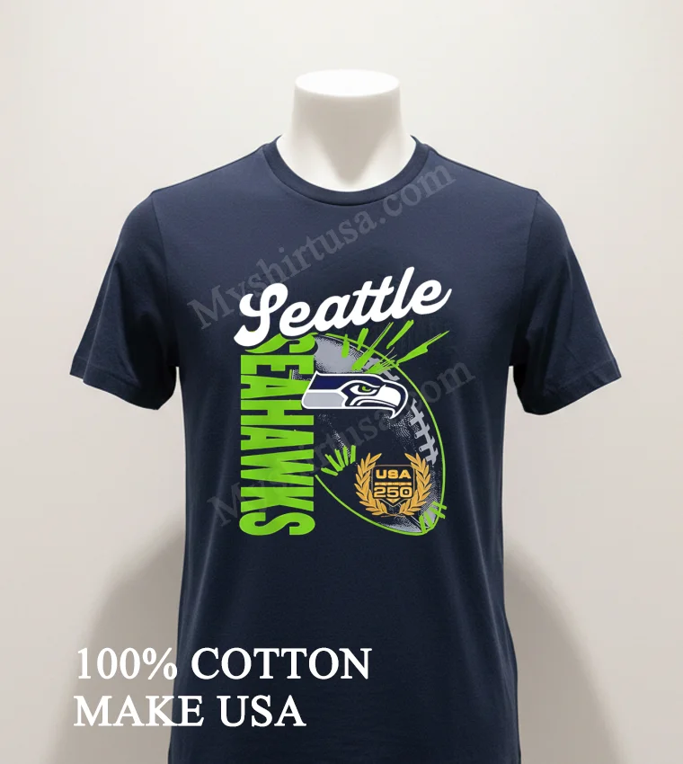 Seattle Seahawks Usa 250 Anniversary Football Helmet Logo Shirt Navy Shirt 1