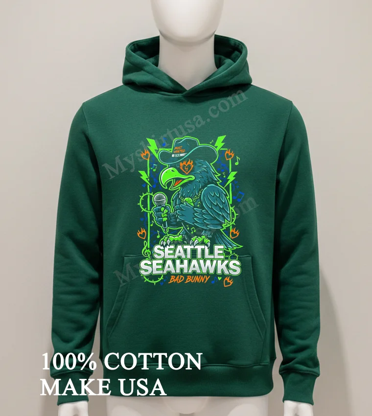 Seattle Seahawks X Bad Bunny Heart Mascot Streetwear Fashion Shirt Hoodie Shirt 1