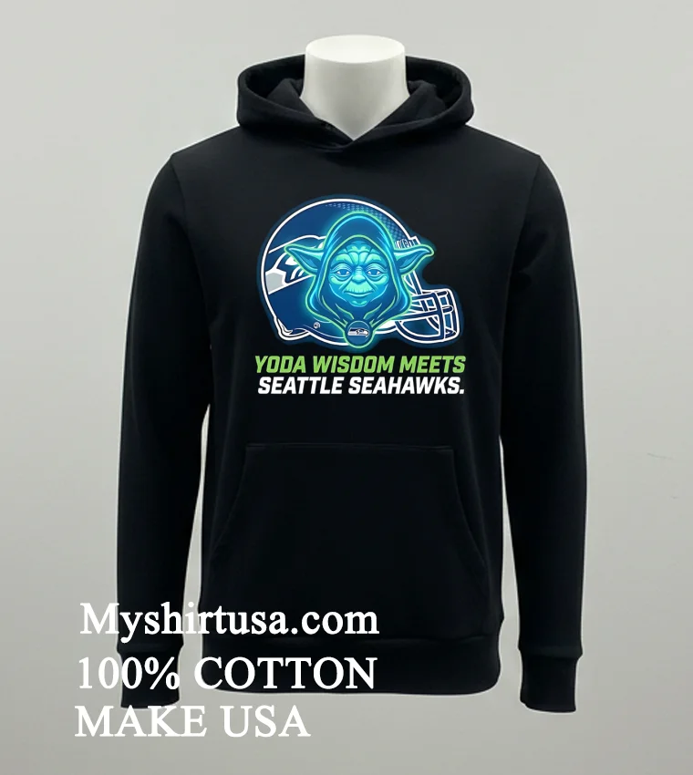Seattle Seahawks Yoda Wisdom Meets Football Funny Fan Shirt - balck-shirt Seattle Seahawks Yoda Wisdom Meets Football Funny Fan Shirt Balck Shirt