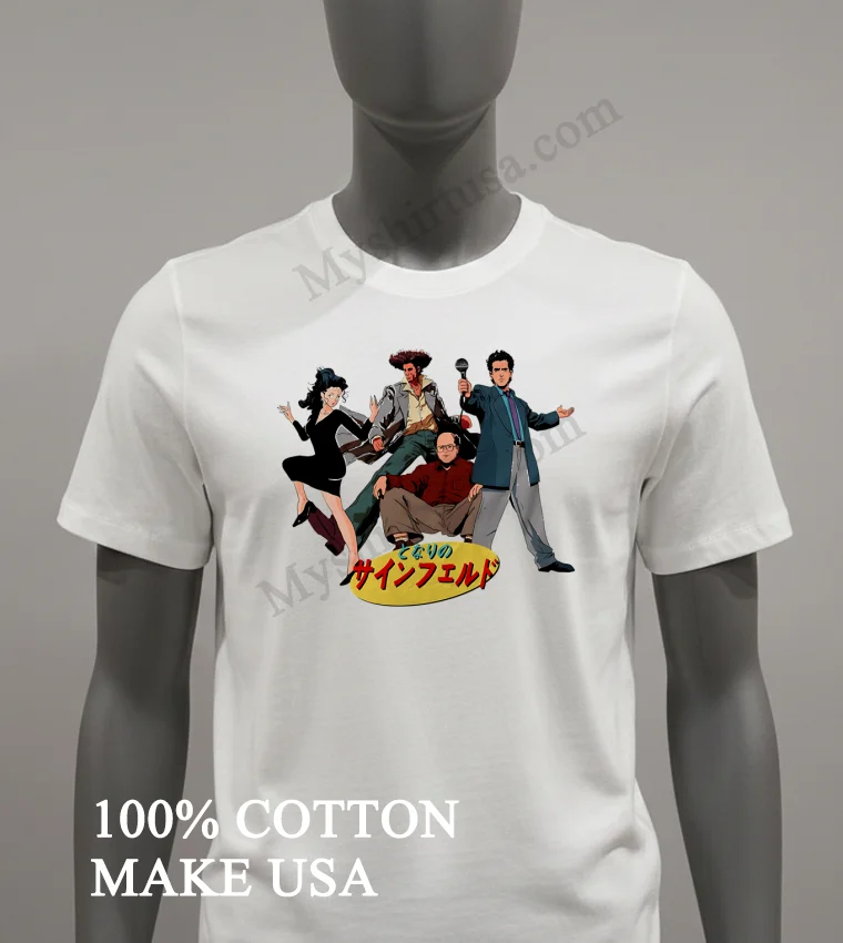 Seinfeld Anime Style Characters Japanese Text Mashup Shirt White T Shirt 2