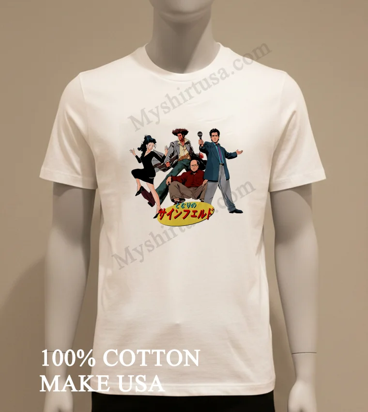 Seinfeld Anime Style Characters Japanese Text Mashup Shirt White T Shirt