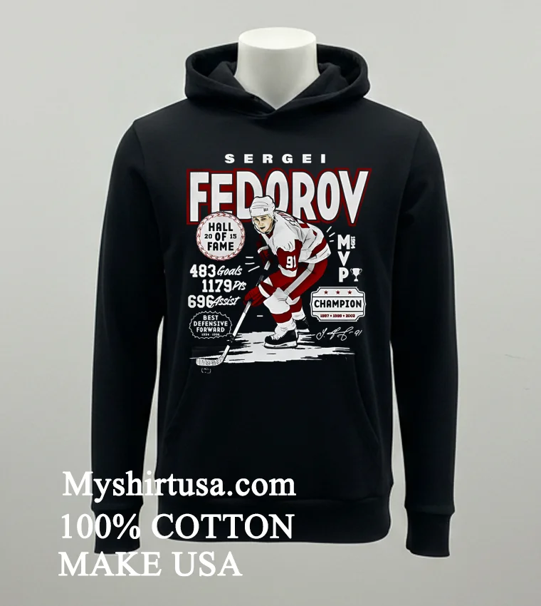 Sergei Fedorov Detroit Vintage Star Hockey Player Shirt - balck-shirt Sergei Fedorov Detroit Vintage Star Hockey Player Shirt Balck Shirt
