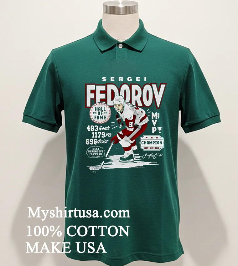 Sergei Fedorov Detroit Vintage Star Hockey Player Shirt Green Shirt